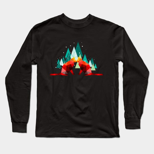 Geometric cat colorful design Long Sleeve T-Shirt by TextureMerch